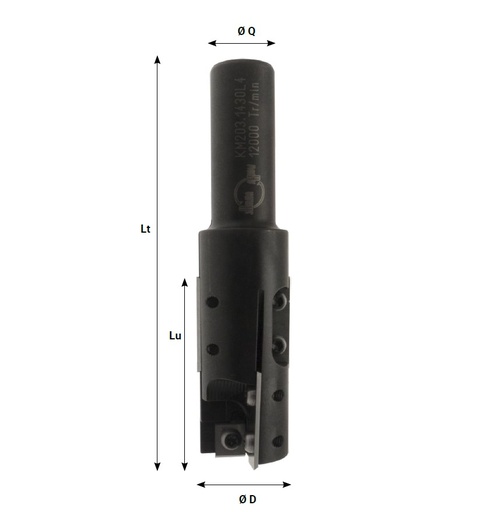 Mèche à défoncer   à plaquettes HW   Finition  Ø 30  LC 50  LU 50  LT 121  Q 20 Z 2+2+1   Coupe biaise Pos./Nég.  (LP= 30 ) Rot. Droite