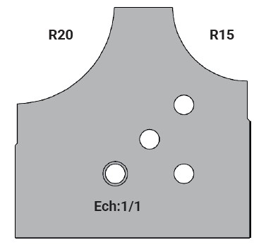 Jeu de 2 plaquettes de rechange Rotoprofil   HW   1/4 de rond R15-20   pour P.O. O40.01 