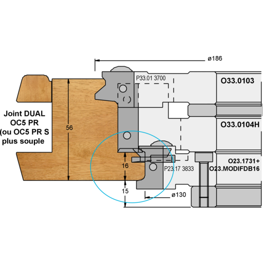 PORTE OUTIL FEUILLURE CALIBRAGE Ht40mm