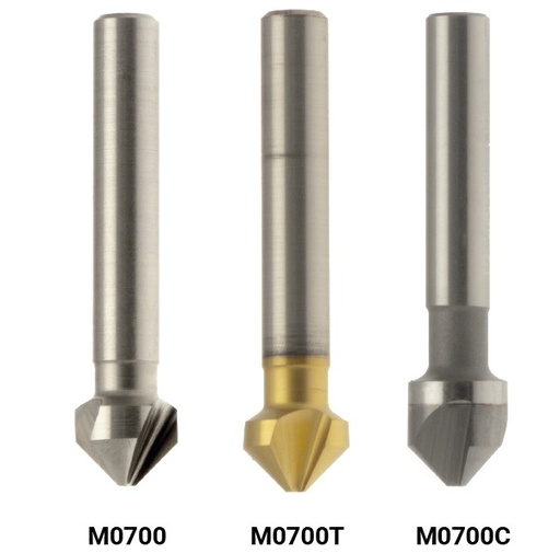 Fraise conique "Trident" DIN335-C HSS Co + TiN 90° Ø2.8 Ø2=12.4 LT.56 Q8.3 Cylindrique Z3 Rot.Droite 