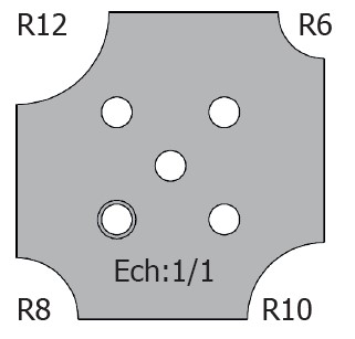 Jeu de 2 plaquettes de rechange Rotoprofil   HW   1/4 de rond R6-8-10-12   pour P.O. O40.01 