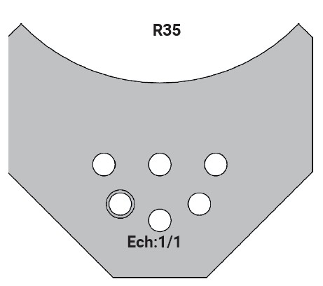 Jeu de 2 déflecteurs Rotoprofil   1/4 de rond R35   pour P.O. O40.02MAN 