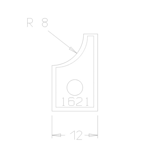 PLAQUETTE 1/4 ROND 8 MM T. DESSOUS 
