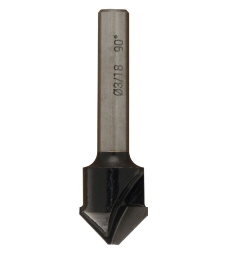 Mèche à profiler   HW Brasé   Folding   90° + Plat 3mm  Ø 18  LC. 8  LU. 8  LT. 60  Q 8  Z 2  Rot. Droite ALUCOBOND