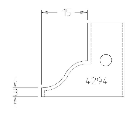 PLAQUETTE CONTRE PROFIL DOUCINE SIMPLE DE 15MM T.DESSUS