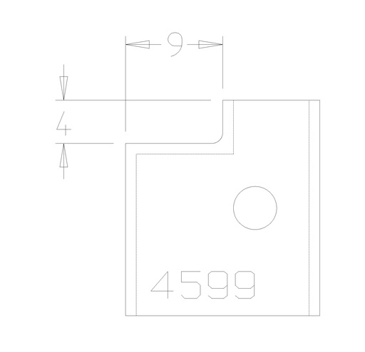 PLAQUETTE LANGUETTE DROITE DE 8MM T. DESSOUS