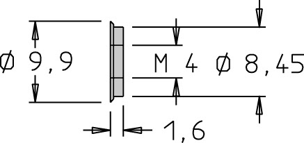 Ecrou lisse   M4  x 1.6 Ø9.9 / Ø8.45