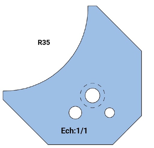 Jeu de 2 plaquettes de rechange Rotoprofil   HW   1/4 de rond R35   pour P.O. O40.01 