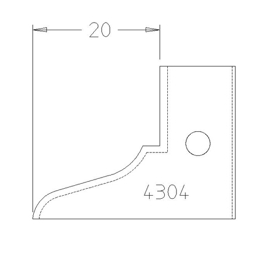 PLAQUETTE CONTRE PROFIL LOUIS PHILIPPE DE 20MM T.DESSUS