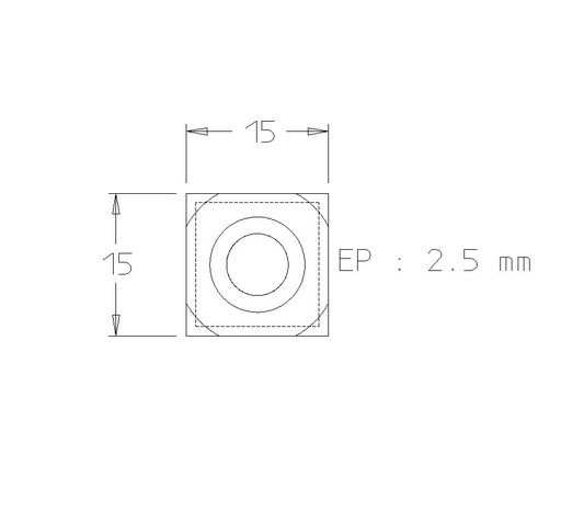 Plaquette   Carbure   15x15x2.5   R150 mm Z 4   1 trou fraisé G15