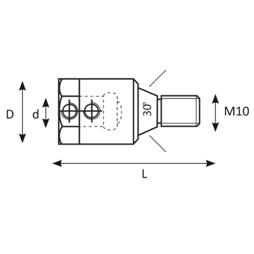 MANDRIN MECHE Q.D10/ M10+CONE 30 GAUCHE