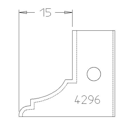 PLAQUETTE CONTRE PROFIL CONGE A BAGUETTE DE 15MM T.DESSUS